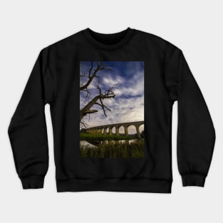 River Wharfe and Arthington Viaduct under Moonlight Crewneck Sweatshirt